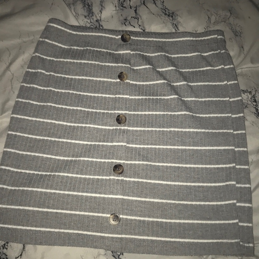 Gray and white striped miniskirt